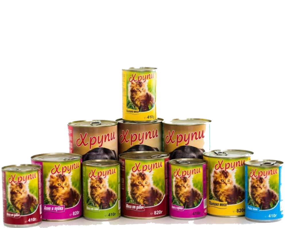 Консерви Хрупи за котки 410 g и 820 g